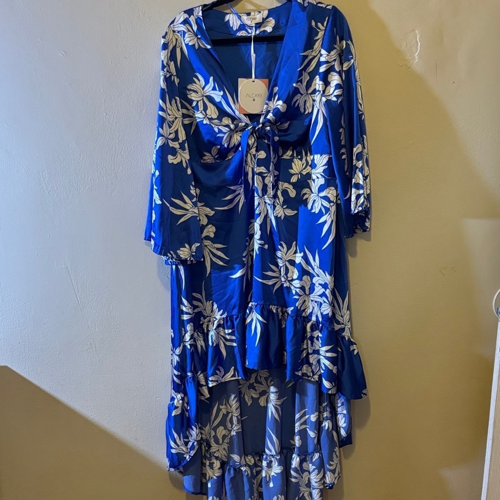 Alexis Royal Blue and White High Low Dress